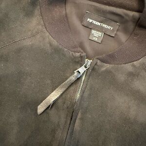 Fifteen Twenty Faux Suede Bomber Jacket, size XS, Black
